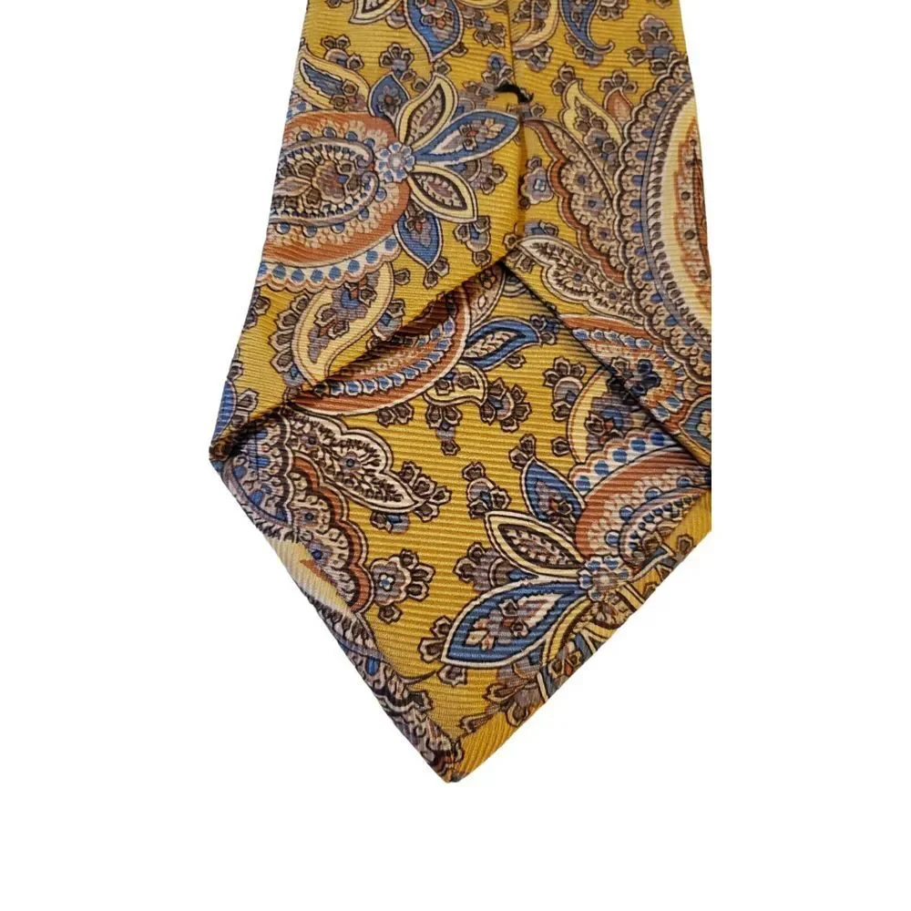 JOS. A.‎ BANK Signature Collection 100% Silk Tie Made in Italy Mustard Paisley